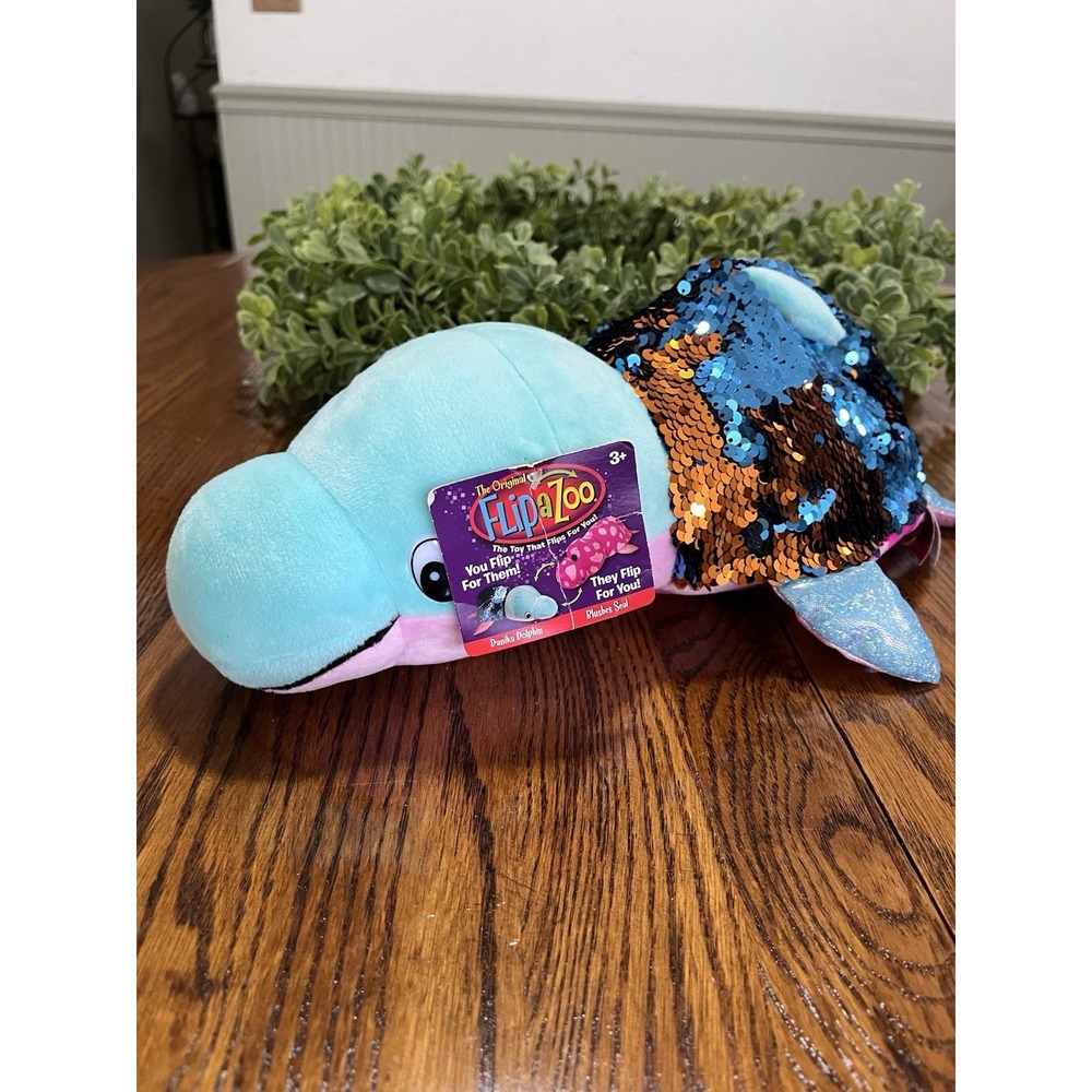 Flipazoo Plush Stuffed Animal Blushes Seal Danica Dolphin Sequin 14"